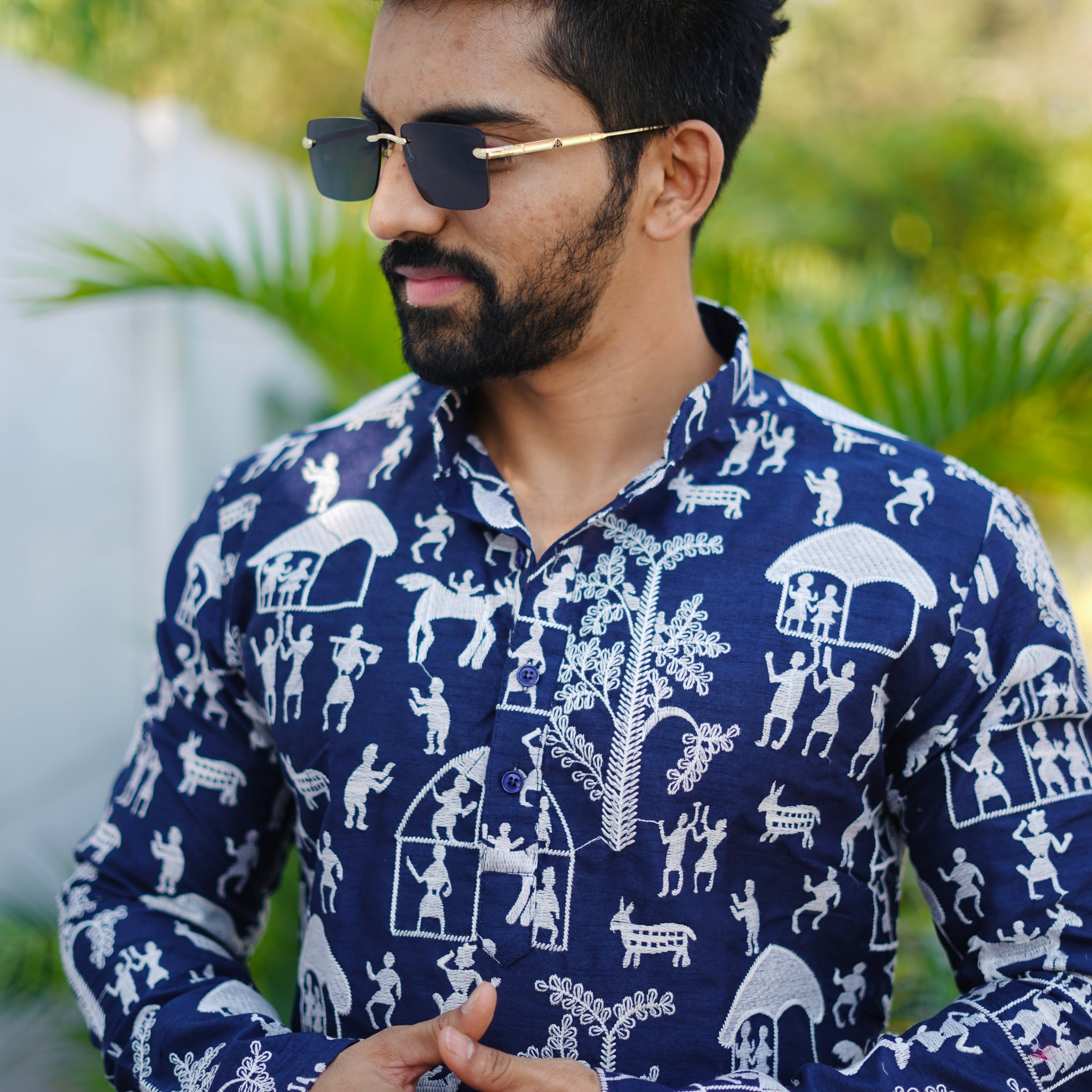 BLUE STYLISH MEN SILK KURTA WITH PAJAMA