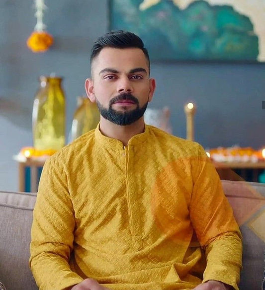 VIRAT KOHLI  MENS YELLOW KURTA