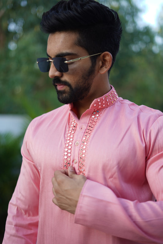 Baby Pink Fancy Kurta With stylish