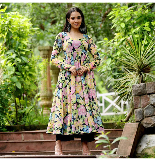 Cool Cloth Launching New Multiple Flowers Gown With Plazo