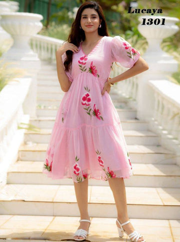 Cool Cloths Presenting  Art Silk Festive Kurti in Pink,Orange,Yellow with Floral work