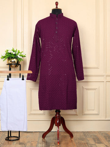 COOL CLOTH Pure Rayon Silk With "Embroidery Mirror Work Mens Kurta"