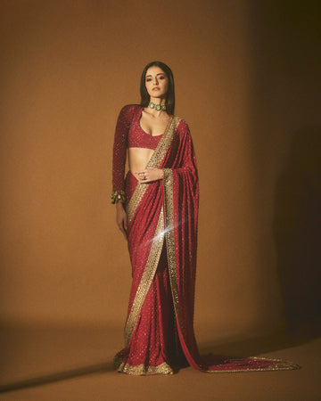 Anaya Pandey Fancy heavy sequence Saree with Blouse Piece